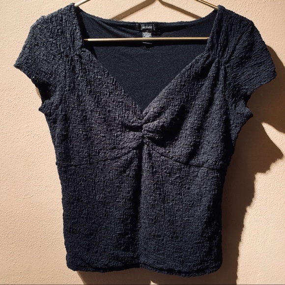 Beautiful Rutched Knit Black Sweetheart Alfani Top - Picture 8 of 8